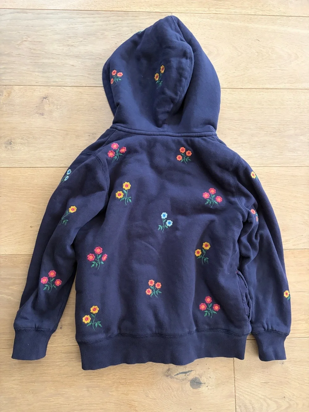 Mini Boden cozy Sherpa jacket embroidered floral - size 8-9